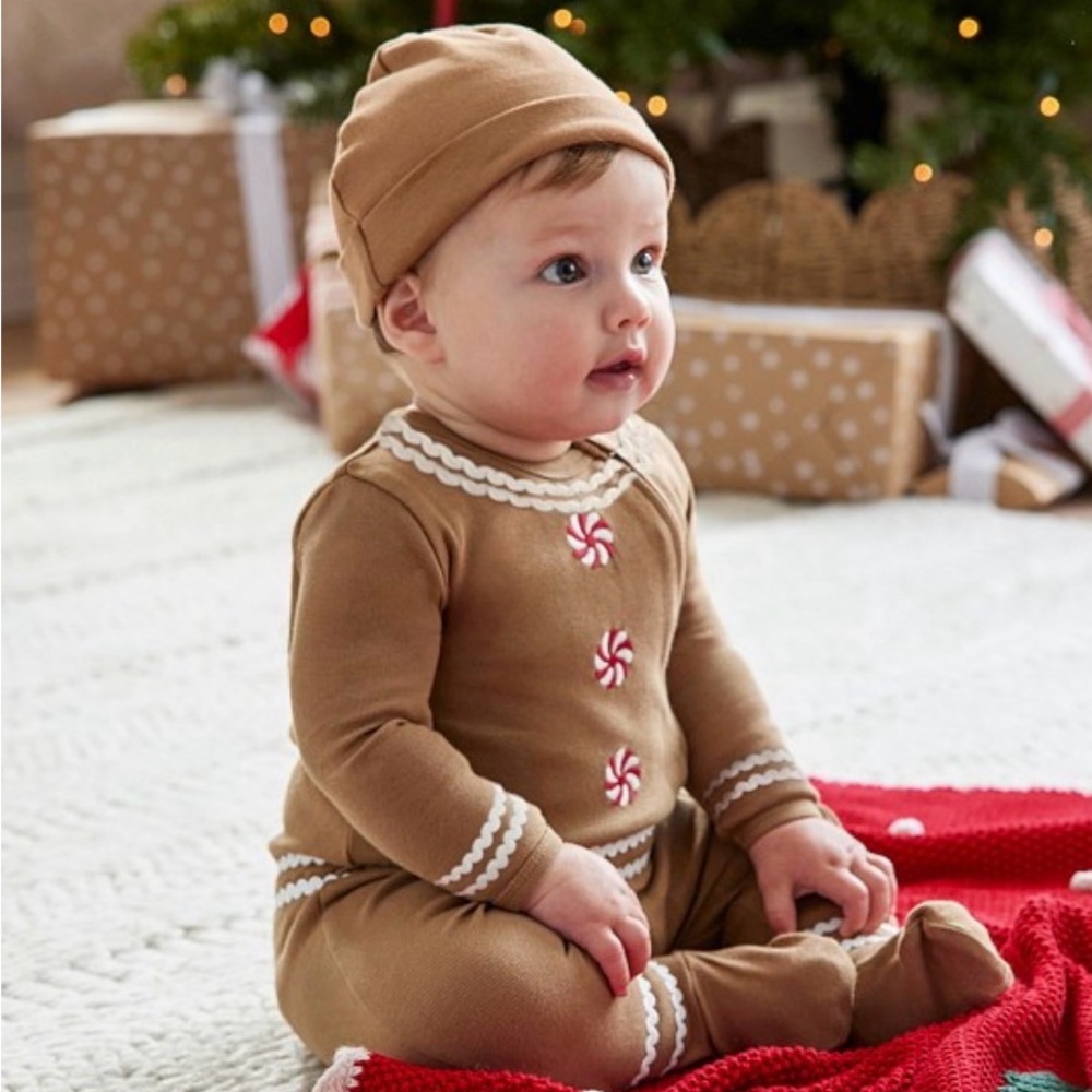 Pottery Barn Brown Gingerbread Baby Onesie